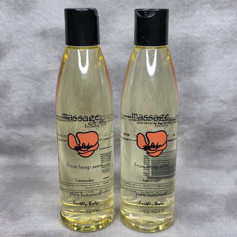 (X2) Earthly Body Hemp Seed Massage & Body Oil, 8oz, Lavender